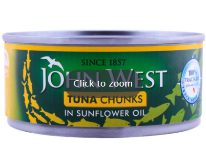 John West Tuna Chunks Sunflower Oil 145g (4803089530965)