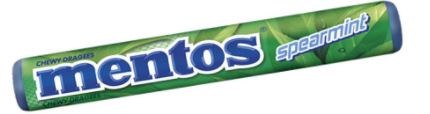 Mentos Chewy Dragees, Spearmint, Roll, 37.5g (4808642396245)